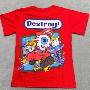 New Mishka NYC MNWKA Mario Gaming Destroy T Shirt Size Large Red 2 Sided Graphic
